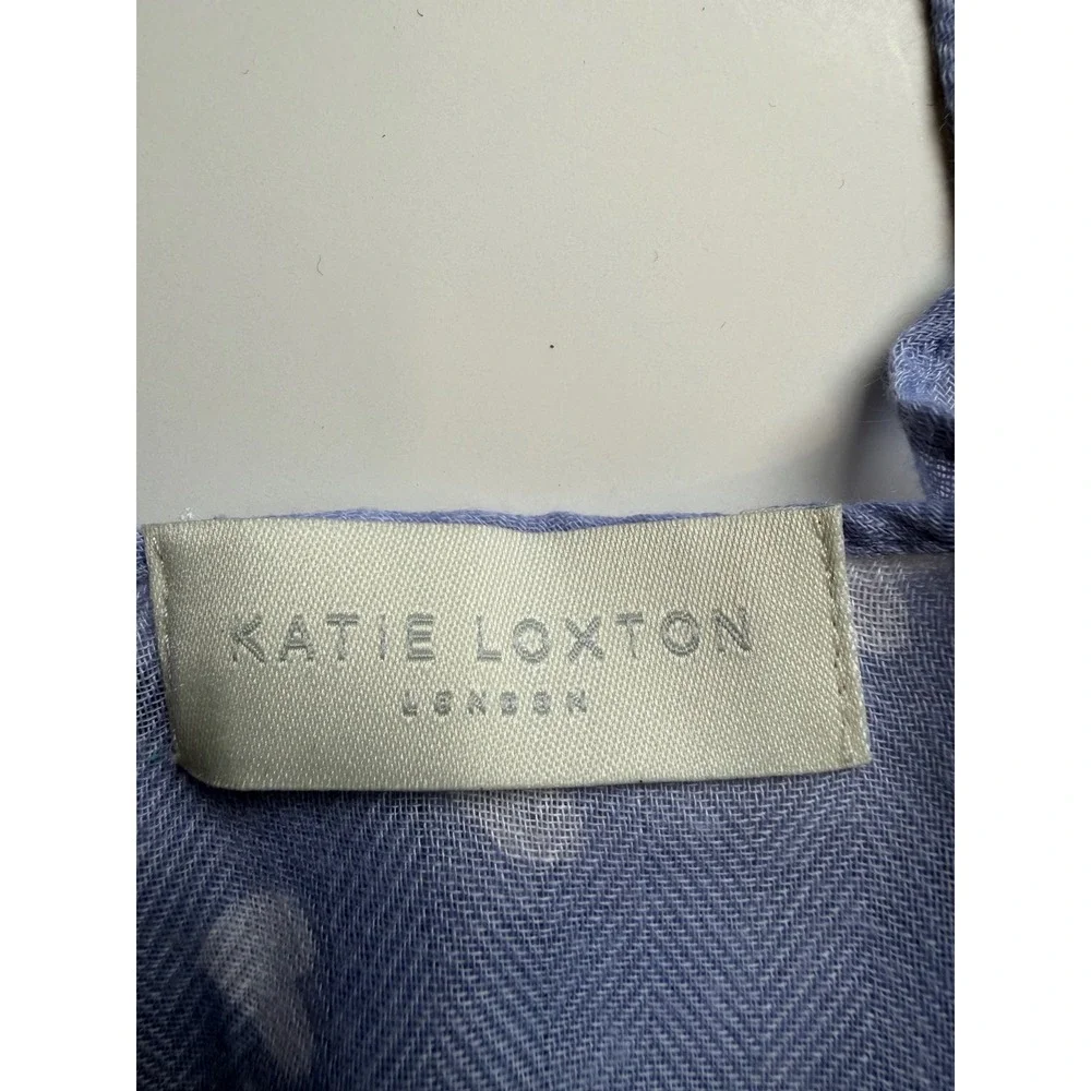 Katie Loxton Scarf Womens OS Blue Heart Print Love Script Romantic Soft‎ Girl